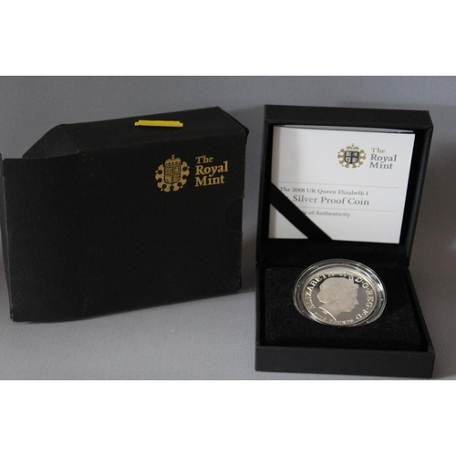 5 - A ROYAL MINT 2008 QUEEN ELIZABETH I SILVER PROOF £5 COIN, with COA/Booklet,  in original presentatio... 