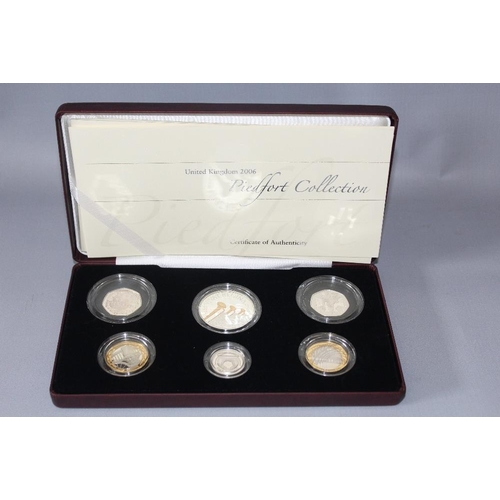 51 - A ROYAL MINT 2006 UNITED KINGDOM PIEDFORT COLLECTION SIX COIN SET, comprising Queens 80th birthday c... 