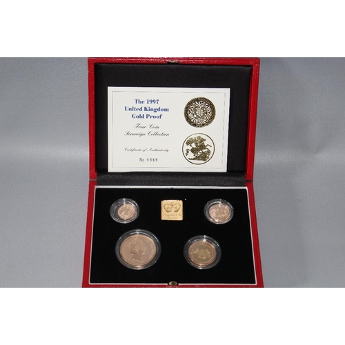 53 - A ROYAL MINT 1997 GOLD PROOF FOUR COIN SOVEREIGN COLLECTION, comprising £5, £2, Sovereign and Half S... 