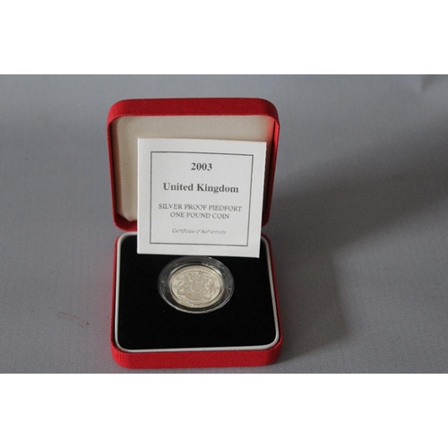 55 - A ROYAL MINT 2003 SILVER PROOF PIEDFORT £1 COIN, with COA/Booklet, in original presentation case