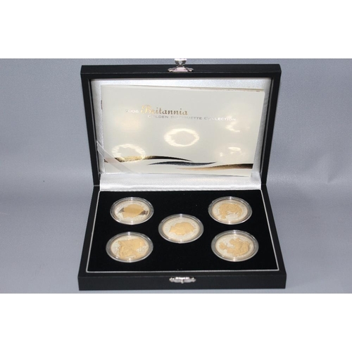 71 - A ROYAL MINT 2006 BRITANNIA 'GOLDEN SILHOUETTE' COLLECTION £2 FIVE COIN SET, with COA/Booklet, in or... 