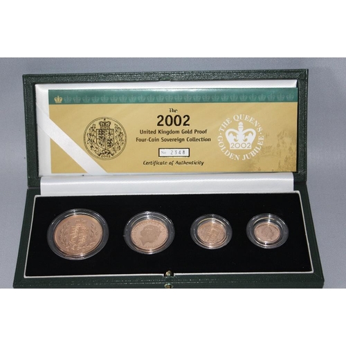 72 - A ROYAL MINT 2002 UNITED KINGDOM GOLD PROOF FOUR COIN SOVEREIGN COLLECTION, comprising a £5, £2, sov... 