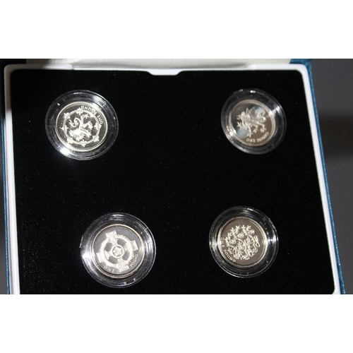 74 - A ROYAL MINT SILVER PROOF £1 FOUR COIN SET, dated 1999, 2000, 2001 and 2002, with COA/Booklet, in or... 