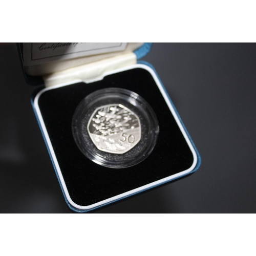 81 - A ROYAL MINT 'D-DAY' COMMEMORATIVE 50 PENCE SILVER PROOF PIEDFORT COIN, with COA/Booklet, in origina... 