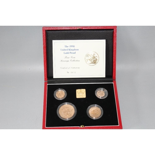 86 - A ROYAL MINT 1998 UNITED KINGDOM GOLD PROOF FOUR COIN SOVEREIGN COLLECTION, comprising £5, Double So... 