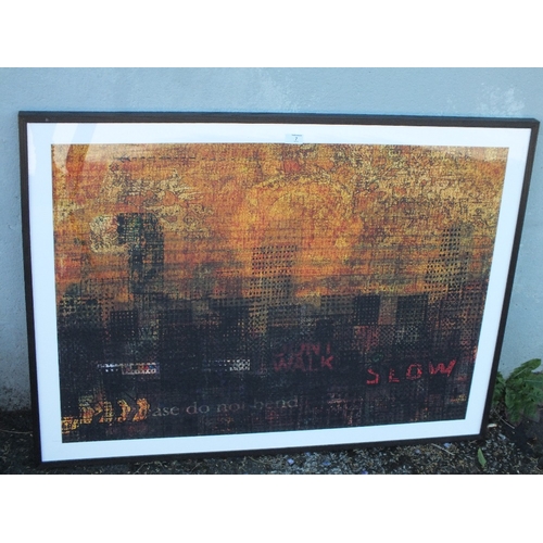 2 - KING & McGAW FRAMED AND GLAZED MODERN PRINT, GOLD BY ANDY MERCER - OVERALL 84.5 CM X 112 CM