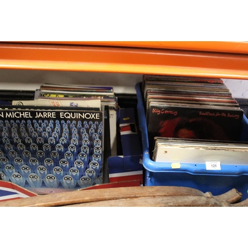 126 - TWO BOXES OF LP RECORDS TO INCLUDE ROY WOOD, JEAN MICHEL JARRE ETC.