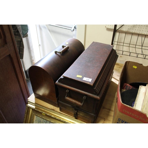 136 - TWO VINTAGE MAHOGANY CASED SEWING MACHINES