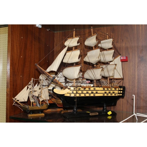 144 - A COLLECTION OF WOODEN MODEL SHIPS (5)