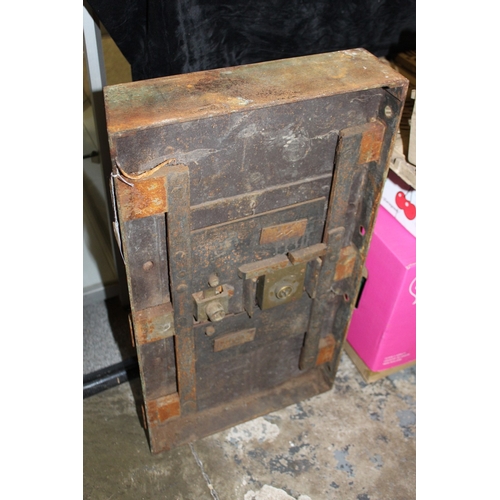 159 - A LARGE VINTAGE METAL LOCK, H 58 cm, L 33 cm