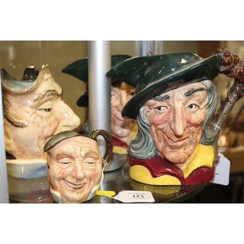 173 - TWO ROYAL DOULTON CHARACTER JUGS - RIP VAN WINKLE, both large D6403, H 18 cm AND TWO ROYAL DOULTON C... 