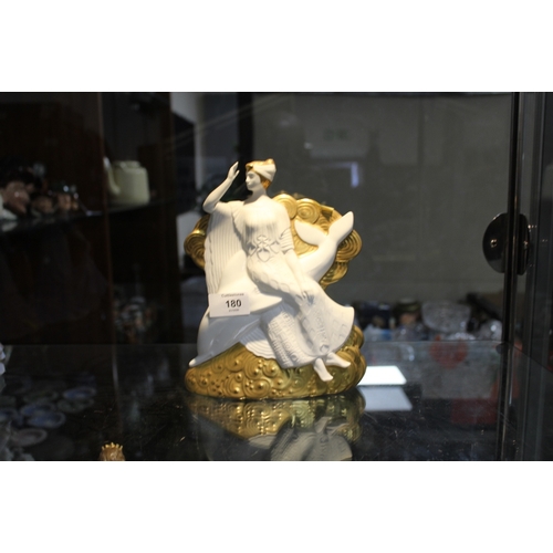 180 - A GILT AND MATTE FINISH MINTON FIGURE 'AMPHITRITE AND THE DOLPHIN' NO 525