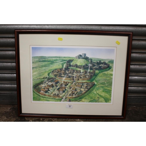 53 - A FRAMED AND GLAZED LIMITED EDITION STAFFORD CASTLE PRINT BY R SCOLLINS
