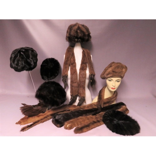 73 - A COLLECTION OF VINTAGE MINK FUR ACCESSORIES COMPRISING HATS, STOLES AND COLLARS ETC (13)