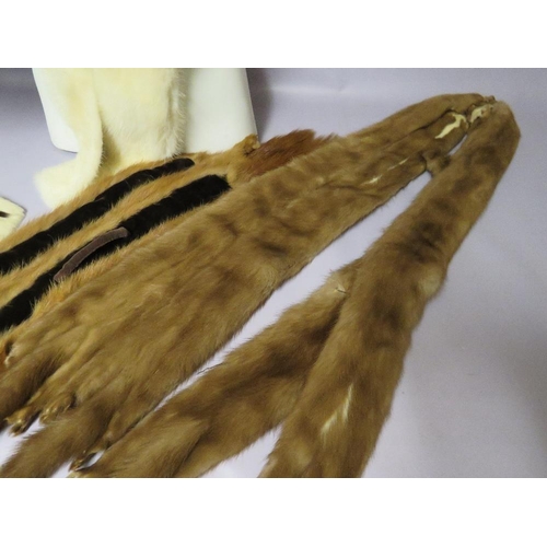74 - A COLLECTION OF VINTAGE MINK  AND ERMINE FUR ACCESSORIES COMPRISING HATS AND STOLES ETC TO INC SILVE... 