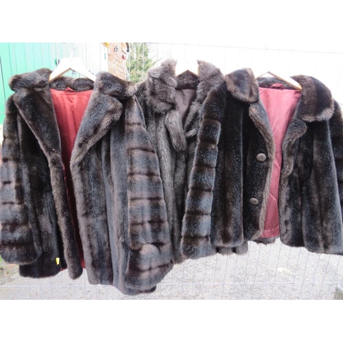 75 - THREE VINTAGE FAUX FUR JACKETS TO INCLUDE TWO FRENCH TISSAVEL EXAMPLES (Sizes 1 x 36 2 and 2 x 40