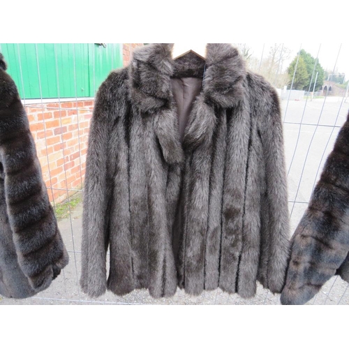 75 - THREE VINTAGE FAUX FUR JACKETS TO INCLUDE TWO FRENCH TISSAVEL EXAMPLES (Sizes 1 x 36 2 and 2 x 40