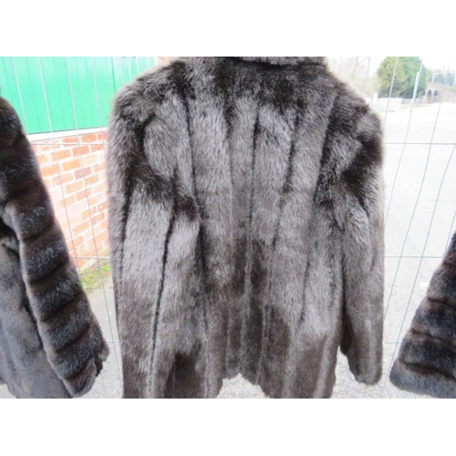 75 - THREE VINTAGE FAUX FUR JACKETS TO INCLUDE TWO FRENCH TISSAVEL EXAMPLES (Sizes 1 x 36 2 and 2 x 40