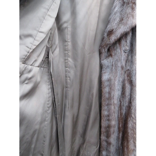 78 - A VINTAGE RICH MAHOGANY BROWN MINK FUR COAT, fully lined, hook fasteners, front pockets, approx size... 