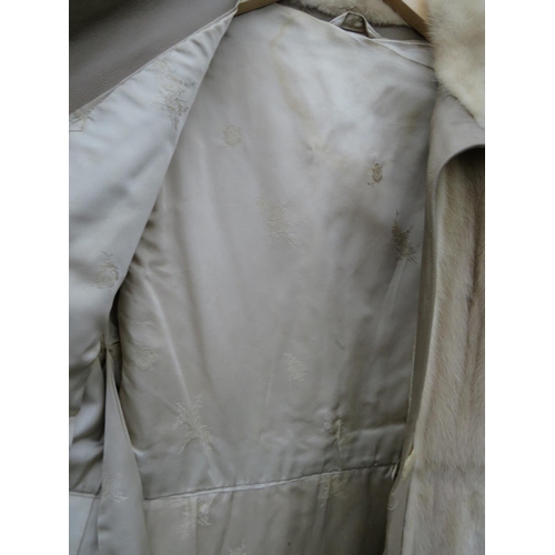 79 - A VINTAGE CREAM / PEARL MINK FUR AND LEATHER COAT, fully lined, velcro fasteners, approx size 36