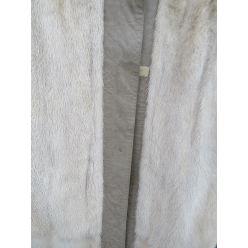 79 - A VINTAGE CREAM / PEARL MINK FUR AND LEATHER COAT, fully lined, velcro fasteners, approx size 36