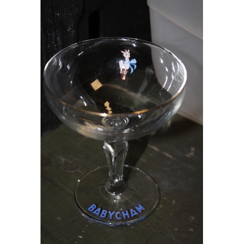 100 - FOURTEEN ASSORTED BABYCHAM DRINKING GLASSES