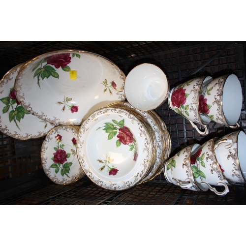 106 - A TRAY OF COLLINGWOOD CRIMSON GLORY CHINA