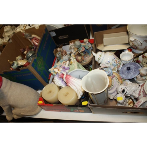 118 - THREE BOXES OF CERAMIC FIGURES ETC TO INCLUDE A NATIVITY SCENE, AYNSLEY ETC