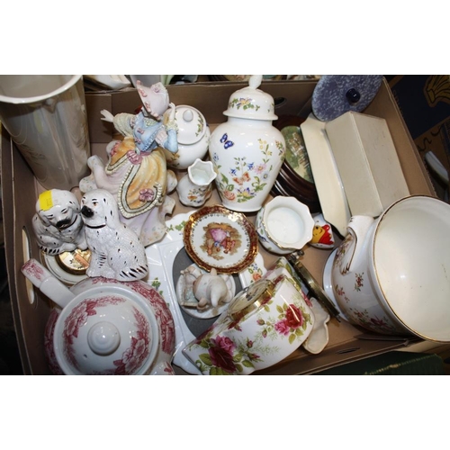 118 - THREE BOXES OF CERAMIC FIGURES ETC TO INCLUDE A NATIVITY SCENE, AYNSLEY ETC