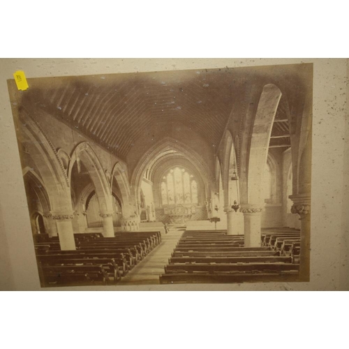 62 - TWO ARTS AND CRAFTS STYLE CROSS FRAMED PRINTS TOGETHER WITH TWO OTHER PRINTS