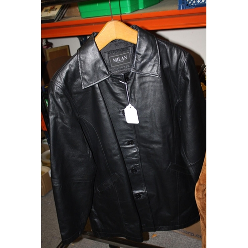 85 - THREE VINTAGE FUR COATS TOGETHER WITH A MILAN LEATHER EXAMPLE (4)