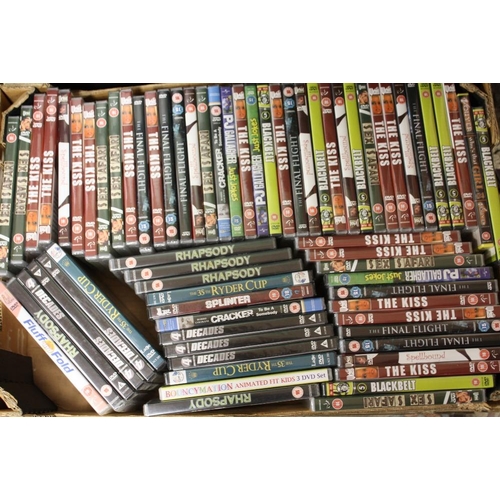 87 - TEN TRAYS OF DVD'S