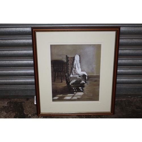 14 - A FRAMED AND GLAZED PASTEL ENTITLED 'GRANDMA'S CHAIR' SIGNED R P HEATH