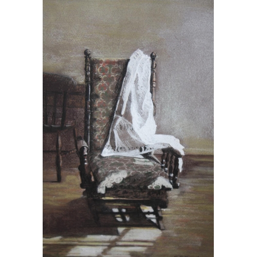 14 - A FRAMED AND GLAZED PASTEL ENTITLED 'GRANDMA'S CHAIR' SIGNED R P HEATH