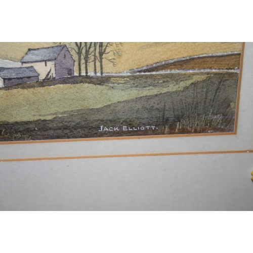 18 - A PAIR OF FRAMED AND GLAZED WATERCOLOURS SIGNED BY JACK ELLIOTT