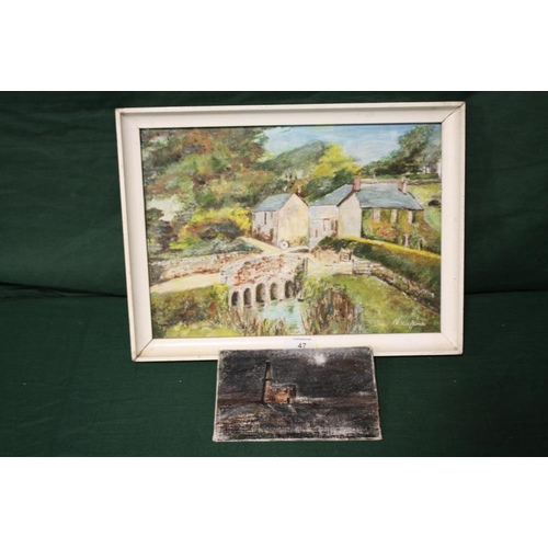 47 - TWO OIL ON BOARDS, DEPICTING CORNISH SCENES, ONE SIGNED NELLY JAMES