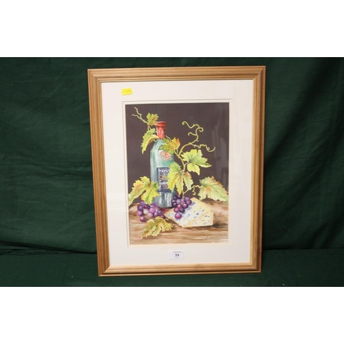 54 - A FRAMED AND GLAZED WATERCOLOUR OF A STILL LIFE TABLE TOP SCENE, SIGNED BEATRICE CRITCHLOW LOWER RIG... 