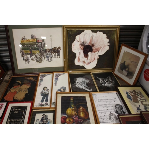 7 - A COLLECTION OF PICTURES AND PRINTS TO INCLUDE A FRAMED OIL ON BOARD SIGNED DAVINA K, PASTEL STILL L... 