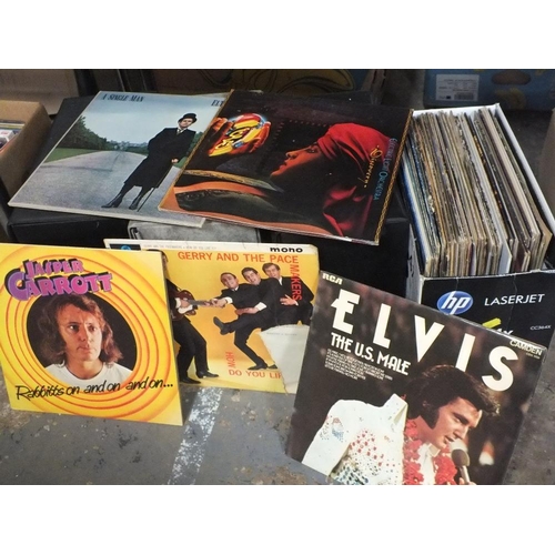 128 - THREE CASES AND A BOX OF ASSORTED LP RECORDS TO INCLUDE SUPERTRAMP, ELO, ELTON JOHN ETC.