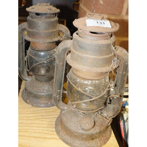 131 - TWO VINTAGE LANTERNS TO INCLUDE A WIZARD EXAMPLE TOGETHER WITH A MINCER