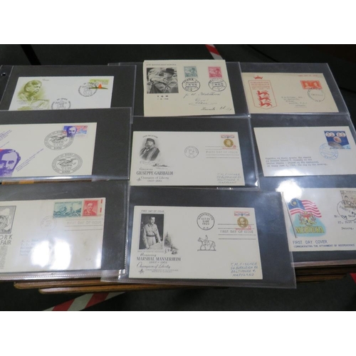376 - A FIRST DAY COVER ALBUM CONTAINING WAR TIME STAMPS AND HISTORICAL INTEREST EXAMPLES, EARLY USA FIRST... 