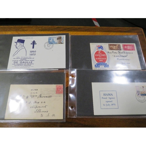 376 - A FIRST DAY COVER ALBUM CONTAINING WAR TIME STAMPS AND HISTORICAL INTEREST EXAMPLES, EARLY USA FIRST... 