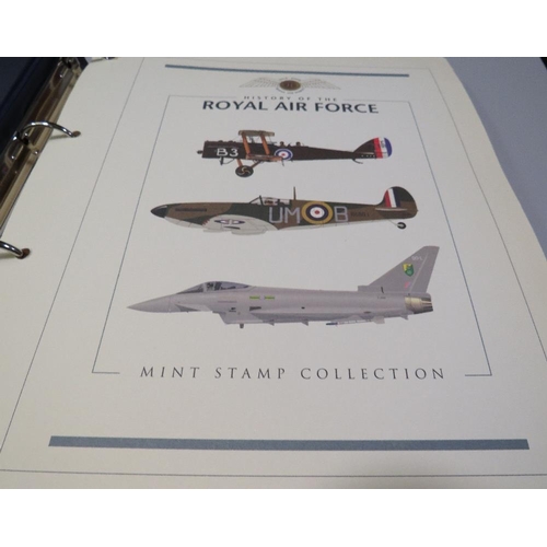 379 - HISTORY ROYAL AIR FORCE MINT STAMP COLLECTION CONTAINED IN A FOLDER,  COMPRISING THREE LIMITED EDITI... 
