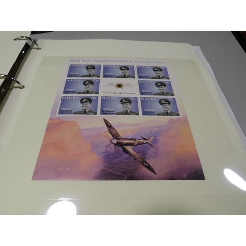 379 - HISTORY ROYAL AIR FORCE MINT STAMP COLLECTION CONTAINED IN A FOLDER,  COMPRISING THREE LIMITED EDITI... 