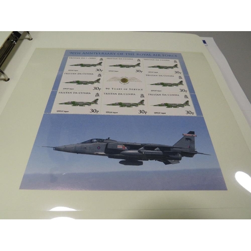 379 - HISTORY ROYAL AIR FORCE MINT STAMP COLLECTION CONTAINED IN A FOLDER,  COMPRISING THREE LIMITED EDITI... 