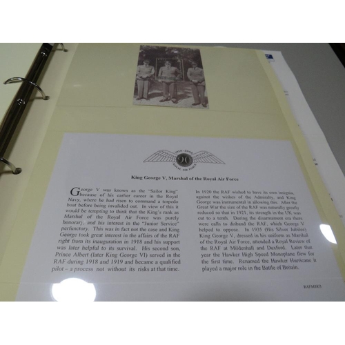 379 - HISTORY ROYAL AIR FORCE MINT STAMP COLLECTION CONTAINED IN A FOLDER,  COMPRISING THREE LIMITED EDITI... 