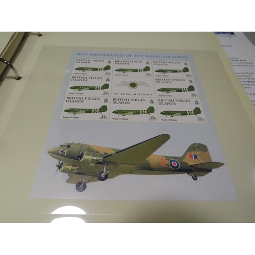 379 - HISTORY ROYAL AIR FORCE MINT STAMP COLLECTION CONTAINED IN A FOLDER,  COMPRISING THREE LIMITED EDITI... 