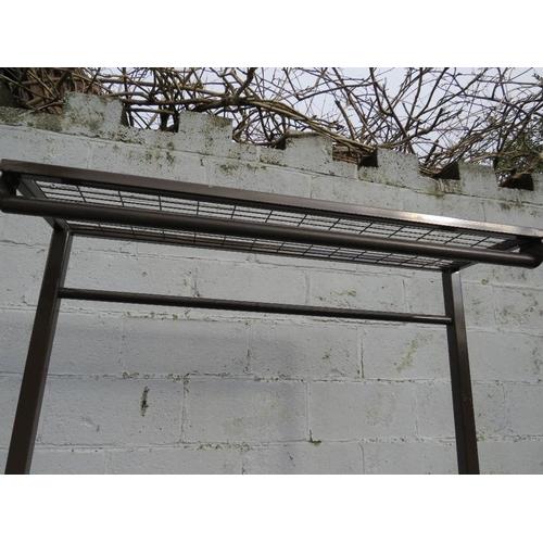 600 - A VINTAGE INDUSTRIAL STYLE P E / CLOAKROOM BENCH H 182 cm, W 114 cm