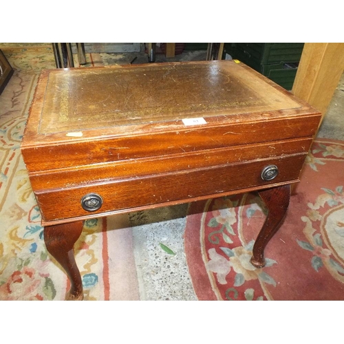 81 - A LEATHER TOPPED MAHOGANY CASED COOPER LUDLAM CANTEEN OF CUTLERY, RAISED ON LEGS TOGETHER WITH OTHER... 