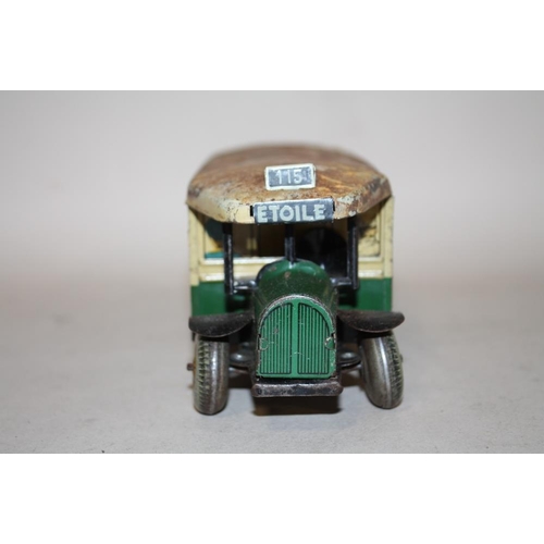 255 - A VINTAGE FRENCH TIN PLATE WIND UP BUS TOY